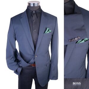Hugo Boss The JAMES Blazer Sport Coat 2-Button Casual Jacket 42L Wool Stripped